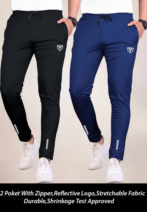 Septem Solid Men Black, Dark Blue Track Pants Buy Septem Solid Men