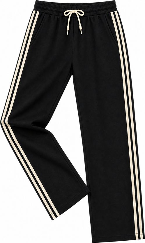 MOJAMEDI Men Striped Black Track Pants - Image 1