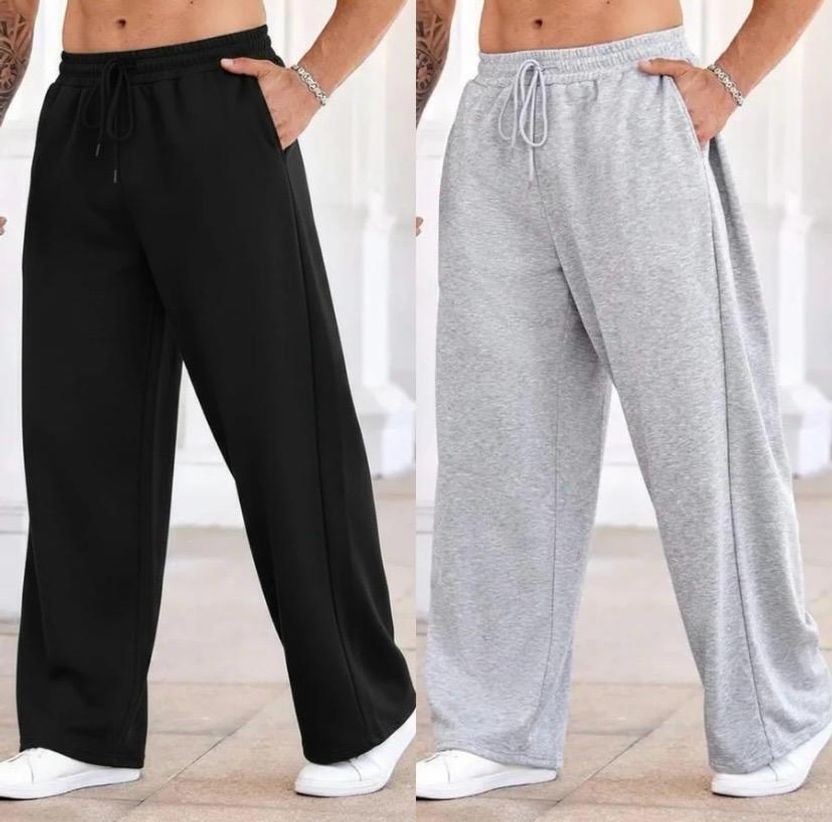 VISTAS Men 2 Pack Black, Grey Track Pants Pack of 2 - Image 1