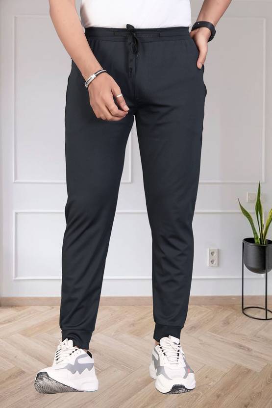 DivRa Clothing Men Solid Black Track Pants