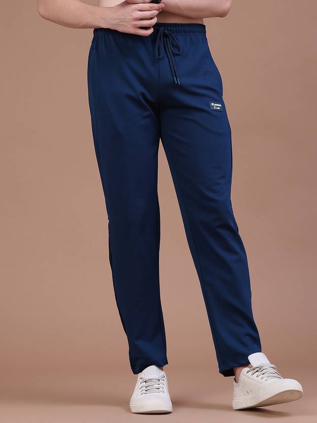 LIMEROAD Men Striped Blue Track Pants
