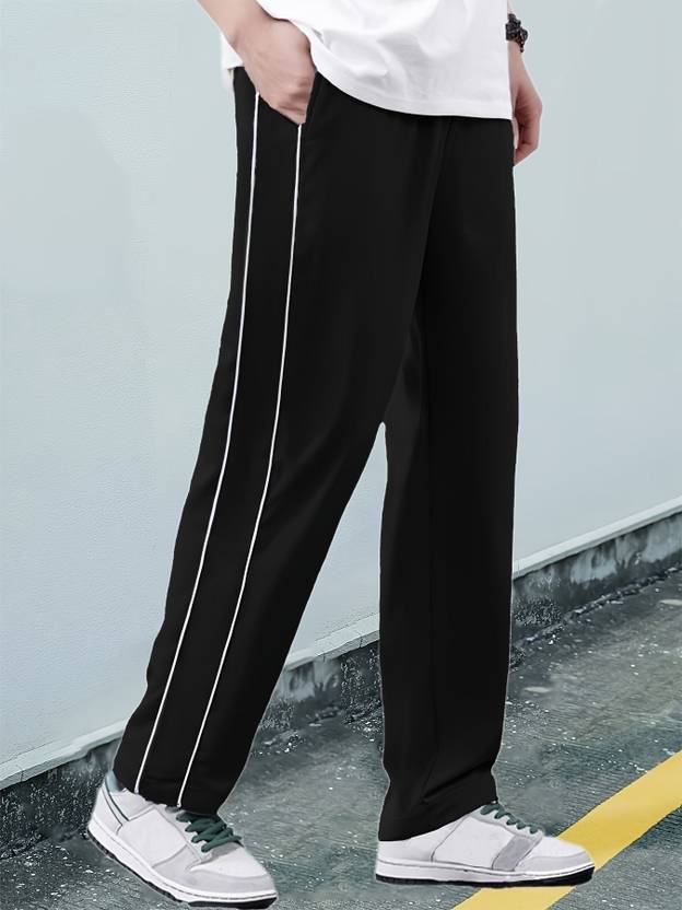 Adokedo Men Self Design Black Track Pants