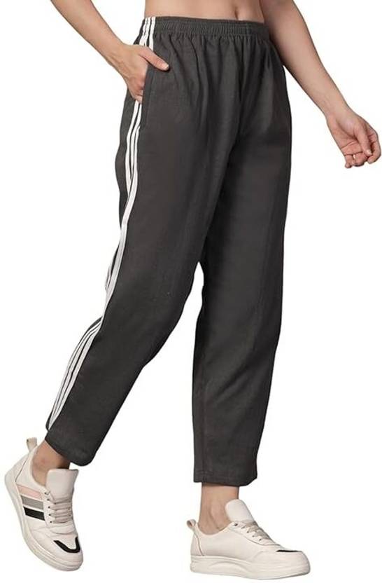Bluecon Women Striped Grey Track Pants