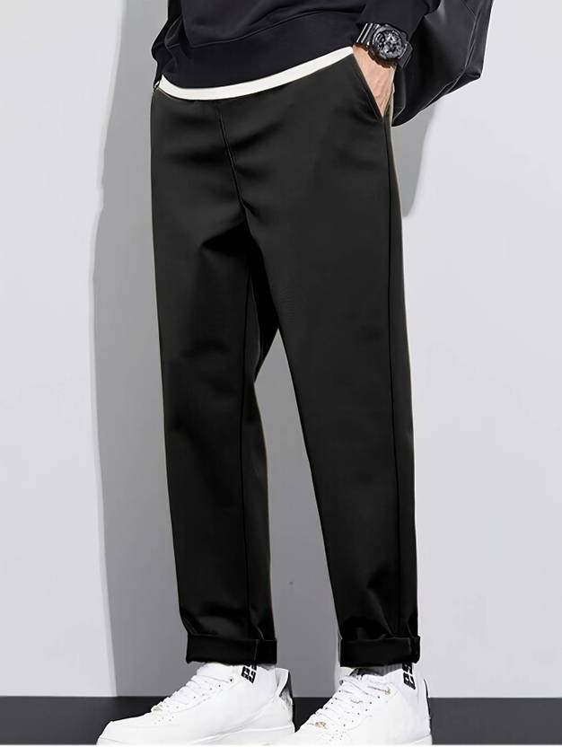 Adokedo Men Solid Black Track Pants