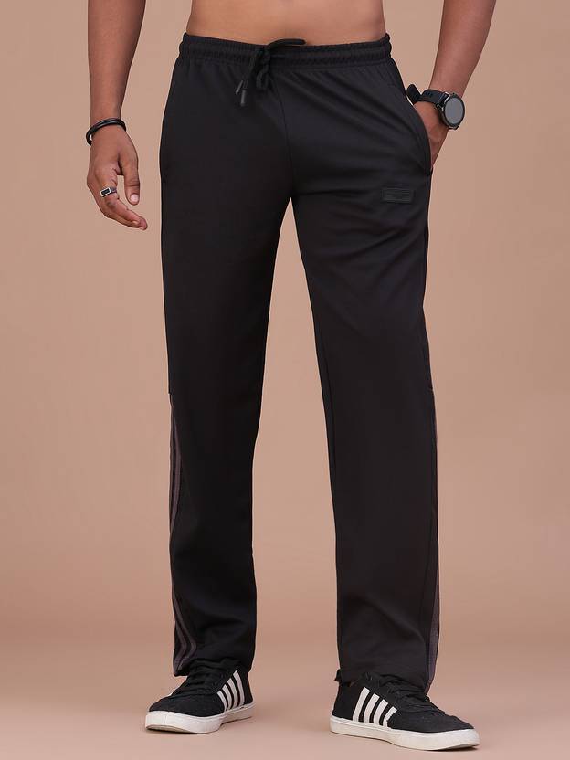 LIMEROAD Men Striped Black Track Pants