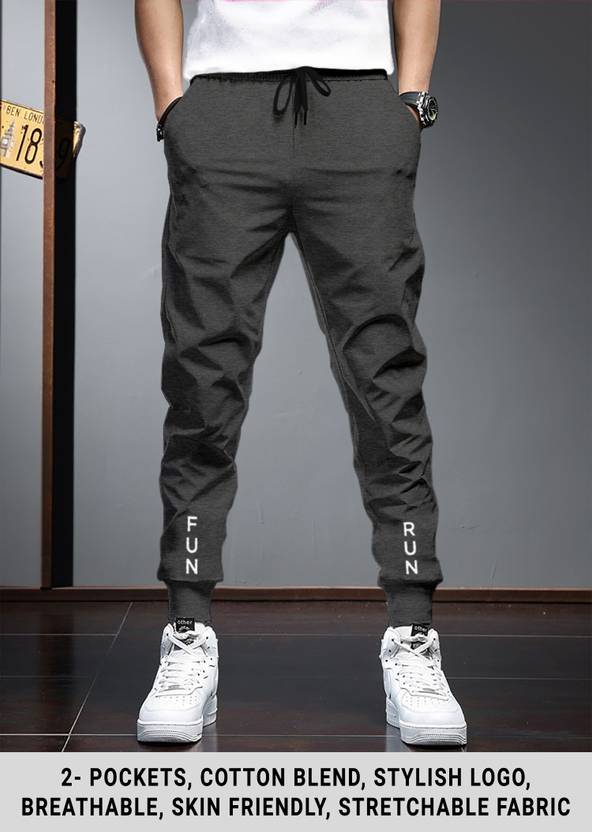 [Size M] TRIPR Men Printed Black, Grey Track Pants