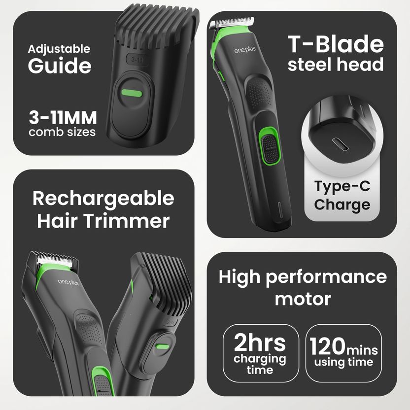 One Plus OP 11 Cordless Professional Hair Trimmer Titanium - Image 2