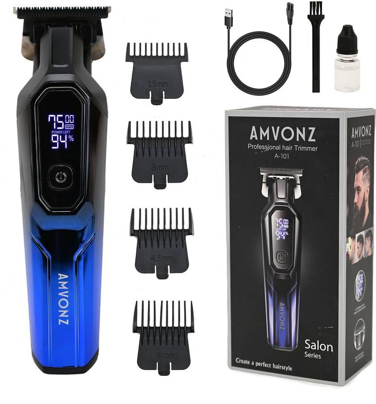 AMVONZ A-101 Professional Hair Trimmer, LED Display, USB Charging Trimmer 150 min  Runtime 4 Length Settings