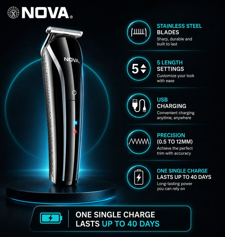 NOVA 1073-00 USB Trimmer 60 min Black - Image 2