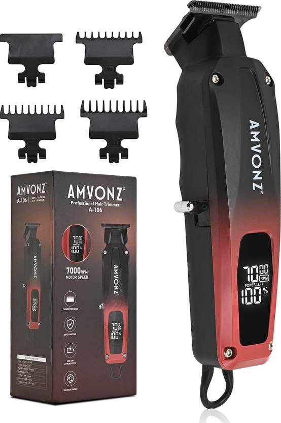 AMVONZ A-106 Hair Trimmer for Men, 7000 RPM ,Cord & Cordless, 2000mAh Battery Trimmer 270 min  Runtime 3 Length Settings