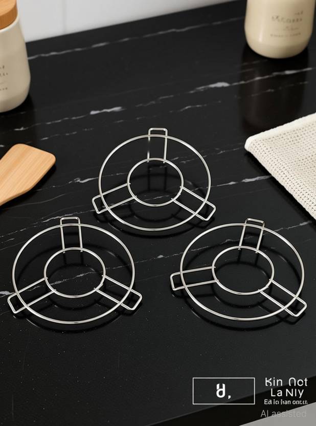 Urbanware Hot Pot Stand/Ring i Trivet Hot Mate - Casserole Stand/Hot & Cold Cauldron Stand/Stainless Steel Heat Resistant Hot Pan/Pot Stand - Set of 3 Mirorr Trivet