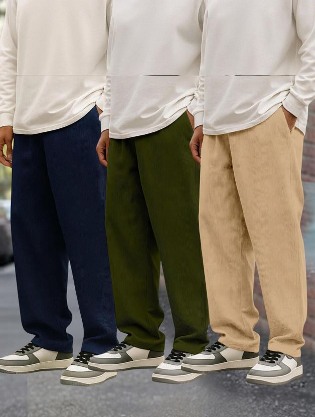 METRONAUT Men Beige Corduroy Trousers - Image 7