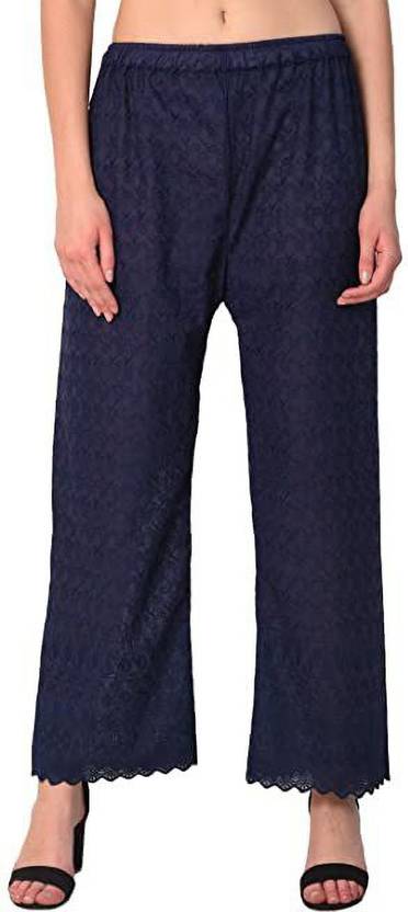 AMFABRICS Women Relaxed Blue Polycotton Trousers