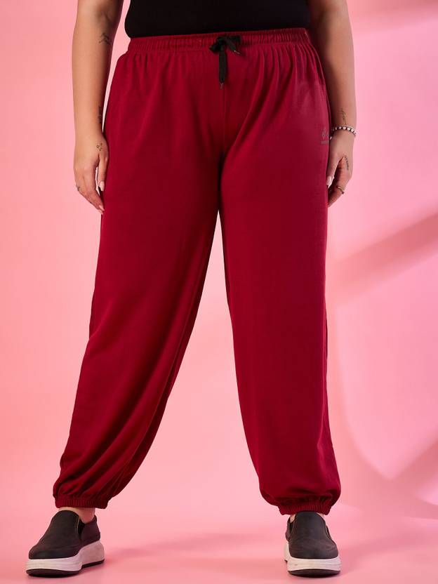 Gys Women Regular Fit Maroon Cotton Blend Trousers
