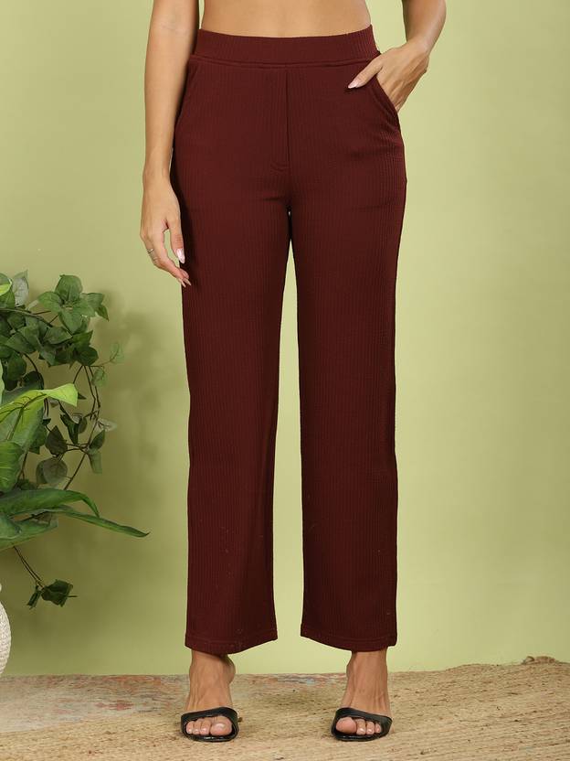 FFU Straight Fit Women Maroon Trousers