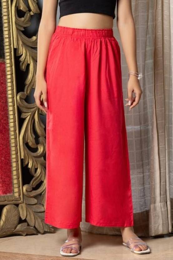 mlada Women Relaxed Pink Viscose Rayon Trousers
