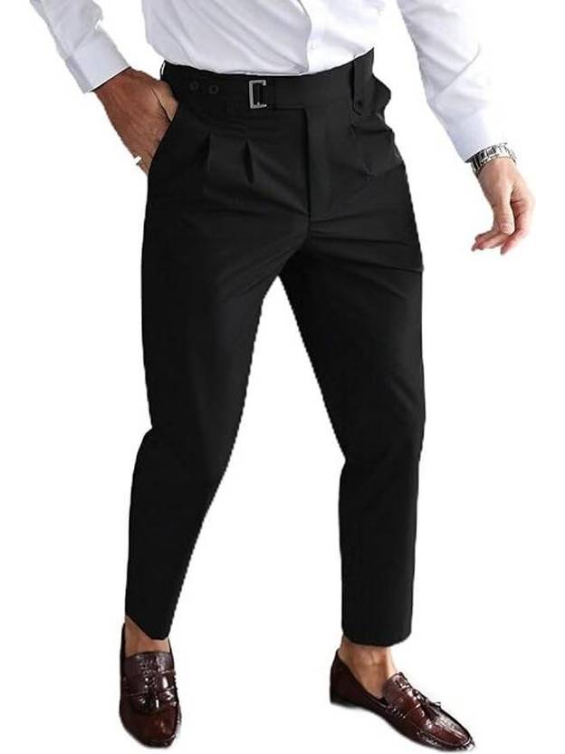 TAGDO Men Regular Fit Black Cotton Blend Trousers