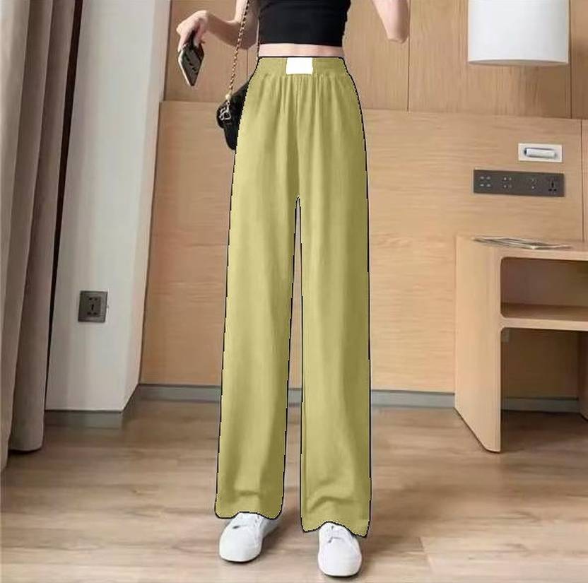 BLUELOCK Women Comfort Fit Green Cotton Blend Trousers
