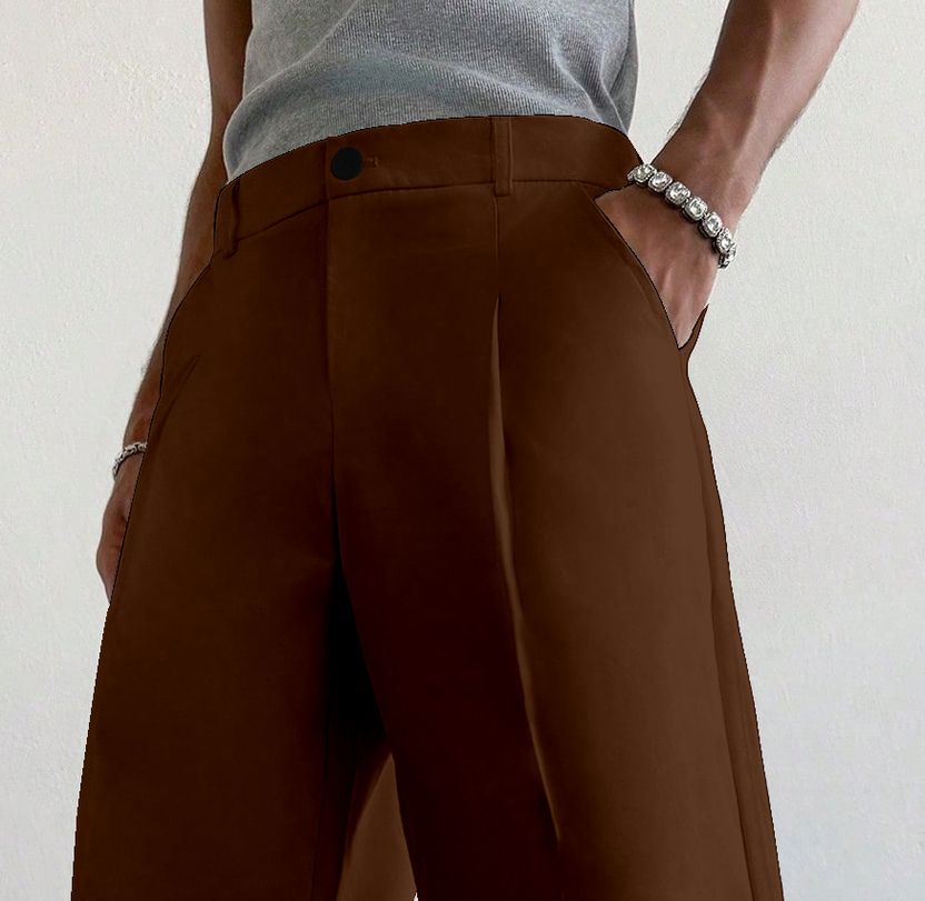 Klossy Men Brown Polyester Trousers - Image 5
