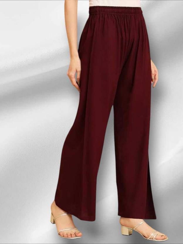 BCD FASHION Women Regular Fit Maroon Viscose Rayon Trousers