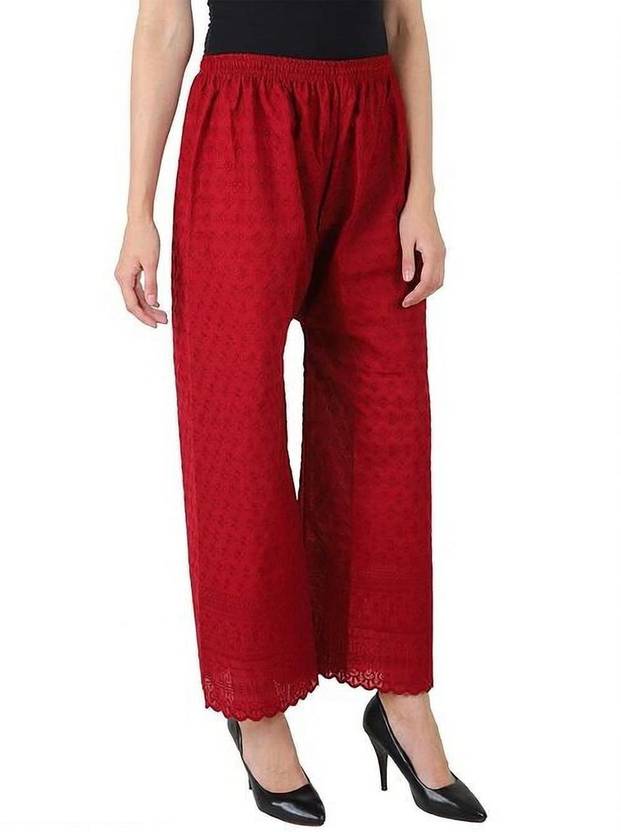 AMFABRICS Women Relaxed Maroon Polycotton Trousers