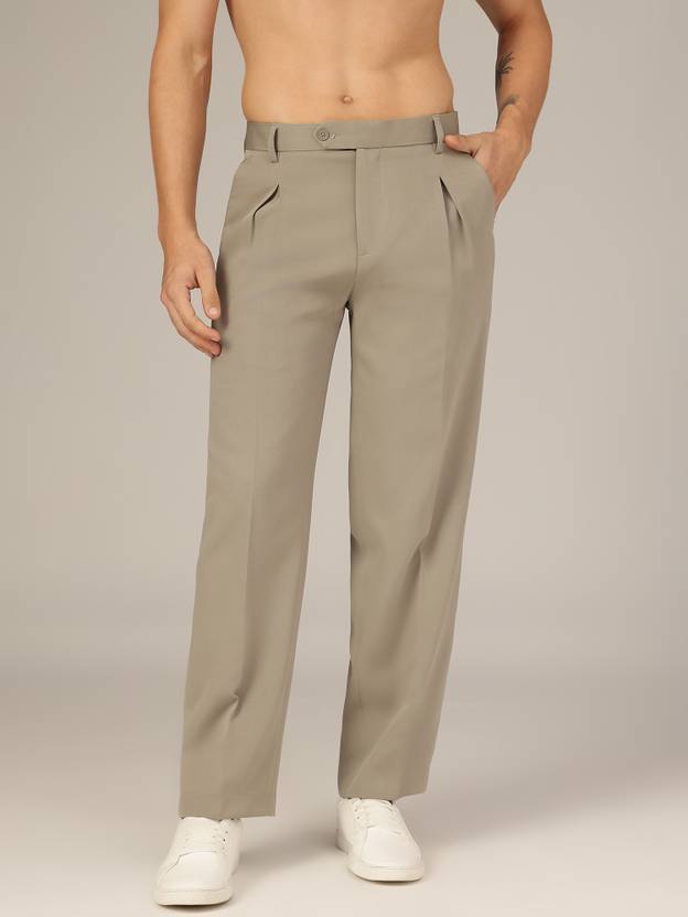 DENNISON Men Loose Fit Grey Polyester Trousers