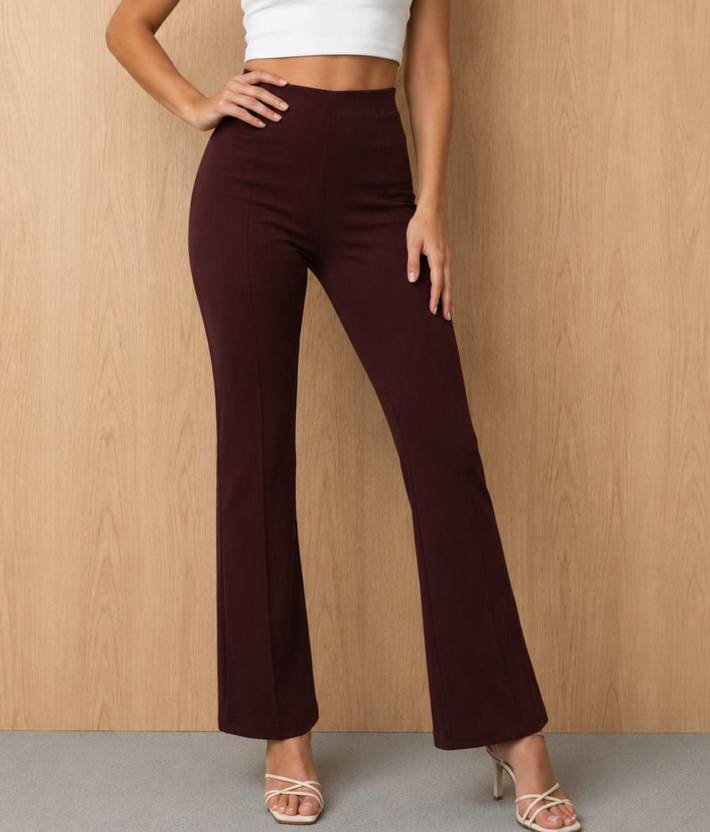 Avora Flared Women Maroon Trousers