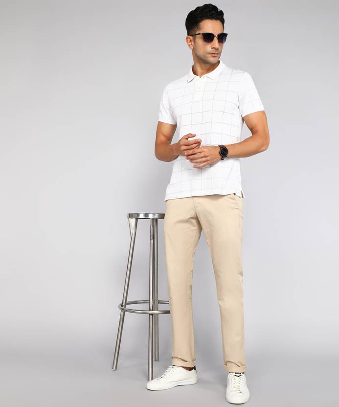 Men Regular Fit Blue Cotton Blend Trousers