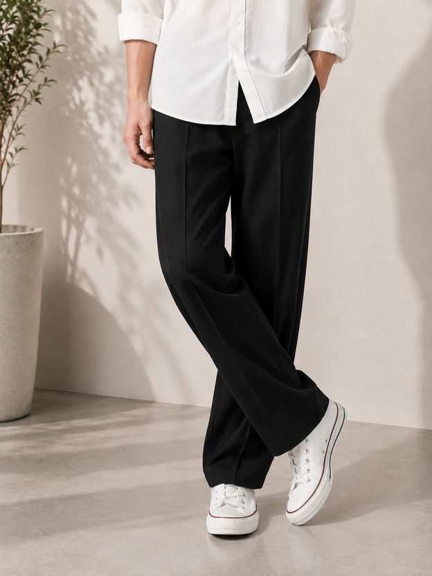 SAVAYO Men Black Polyester Trousers - Image 2