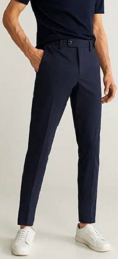 Klubstyle Men Regular Fit Dark Blue Cotton Blend Trousers