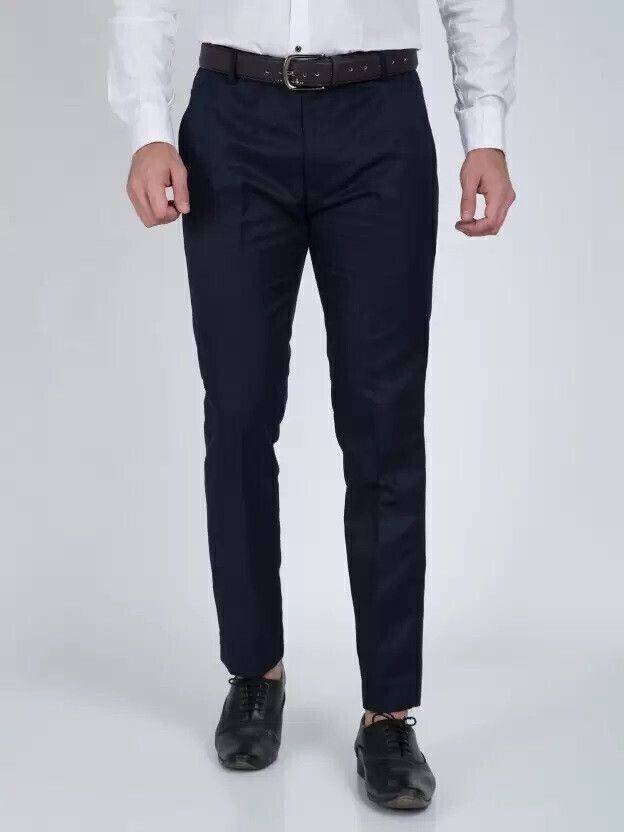 Klubstyle Men Regular Fit Dark Blue Cotton Blend Trousers
