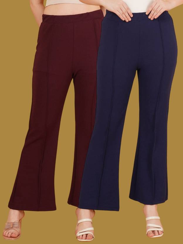 Parona Regular Fit Women Maroon, Blue Trousers
