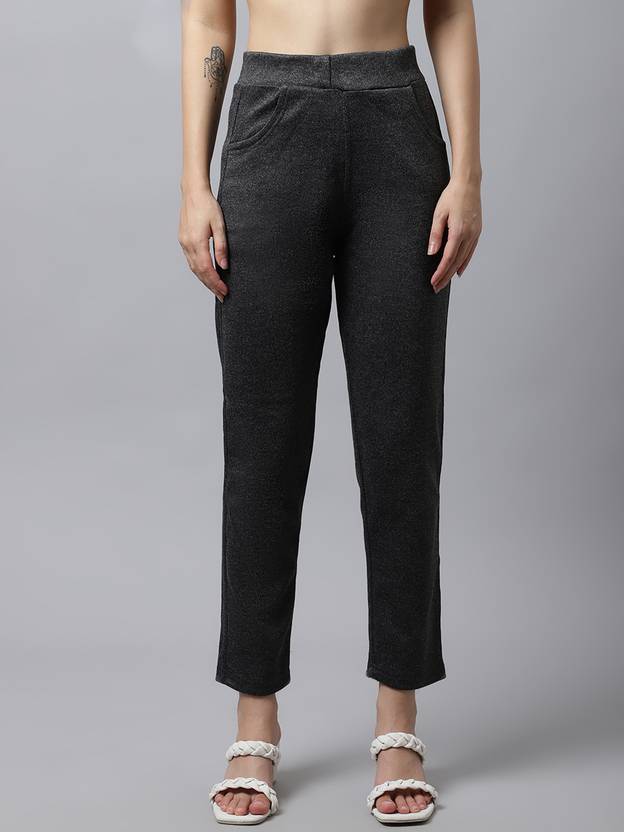 VALLES365 by S.c. Women Regular Fit Grey Wool Trousers