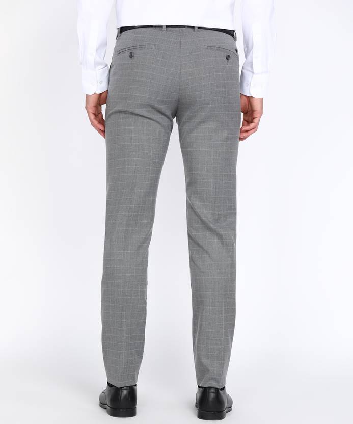 Men Regular Fit Grey Viscose Rayon Trousers