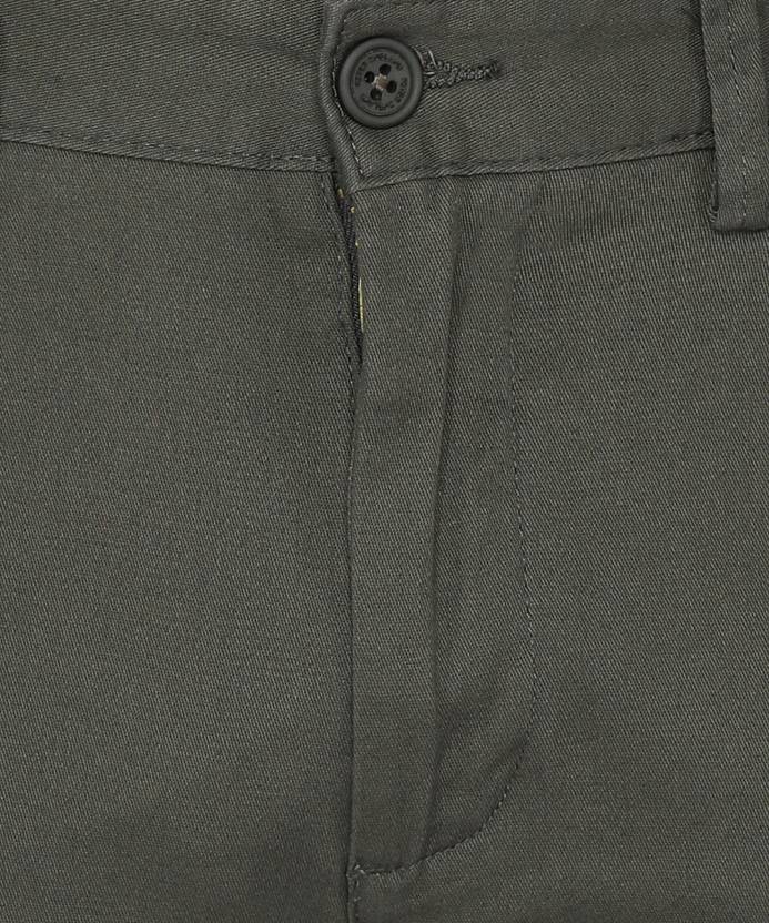 Men Skinny Fit Light Green Cotton Blend Trousers