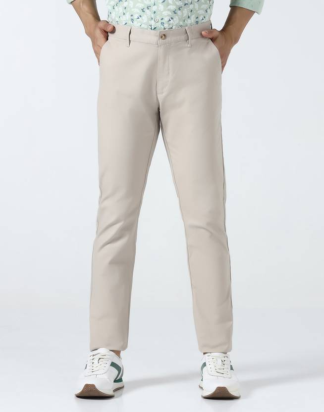 Blackberrys Slim Fit Men Cream Trousers