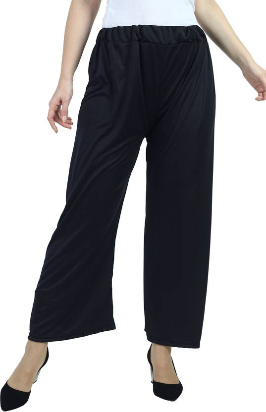 Urban fashion Women Comfort Fit, Loose Fit Black Lycra Blend Trousers