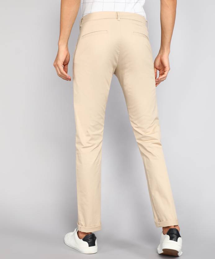 Men Regular Fit Blue Cotton Blend Trousers