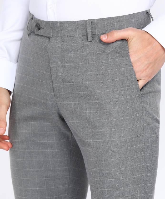 Men Regular Fit Grey Viscose Rayon Trousers