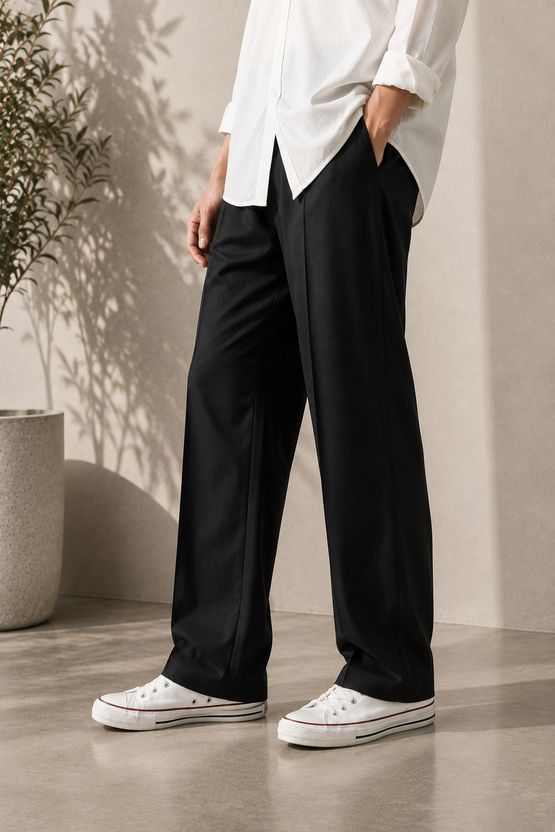 SAVAYO Men Black Polyester Trousers - Image 4