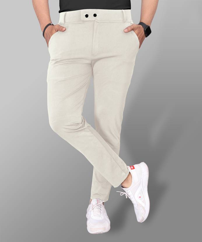 COMBRAIDED Slim Fit Men Cream Trousers Buy COMBRAIDED Slim Fit Men