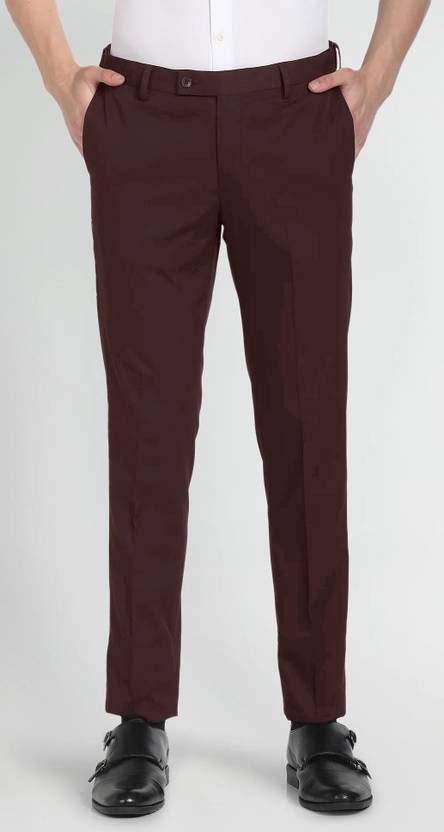 ARDLOR Slim Fit Men Brown Trousers