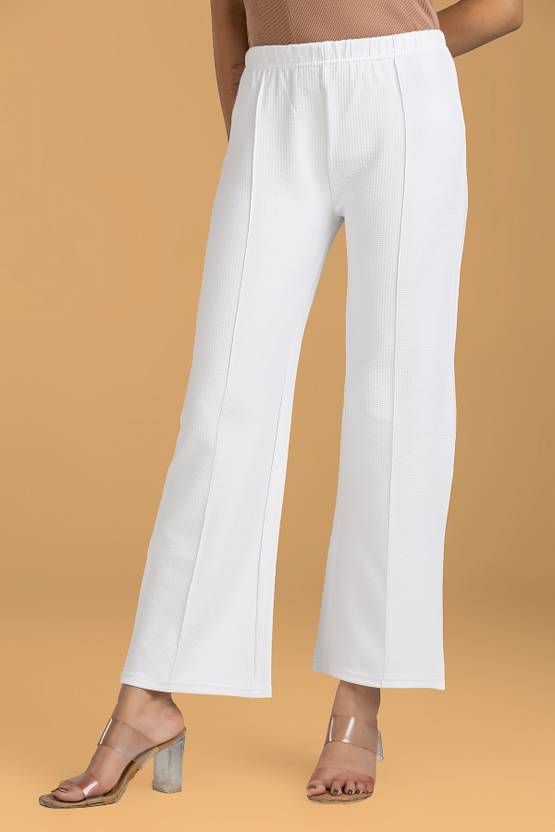 MANGODRESSES Relaxed Women White Trousers