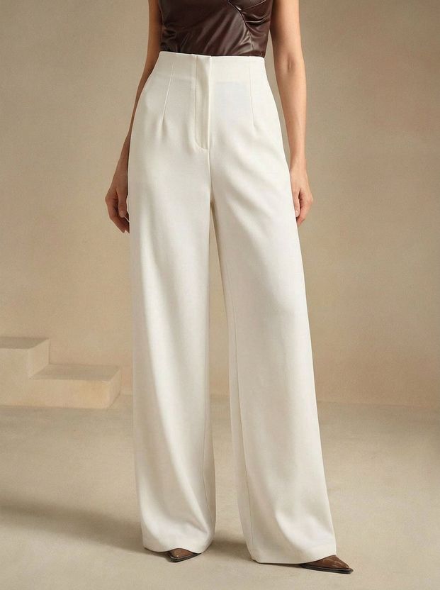 Dolsia Women Beige Cotton Blend Trousers - Image 10