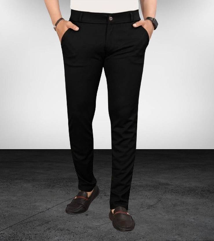 AVYRA Slim Fit Men Black Trousers