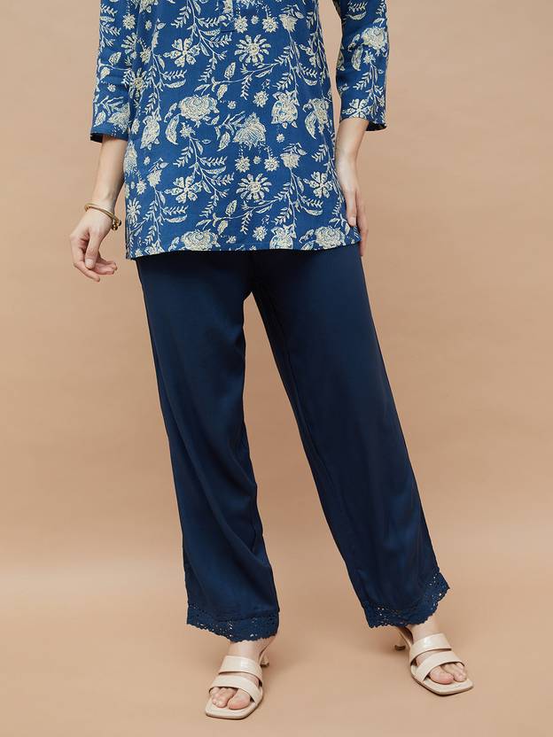 Melange by Lifestyle Women Regular Fit Purple Viscose Rayon Trousers