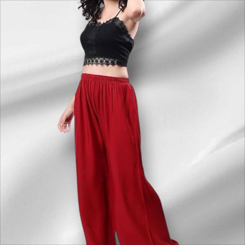BCD FASHION Women Regular Fit Maroon Viscose Rayon Trousers