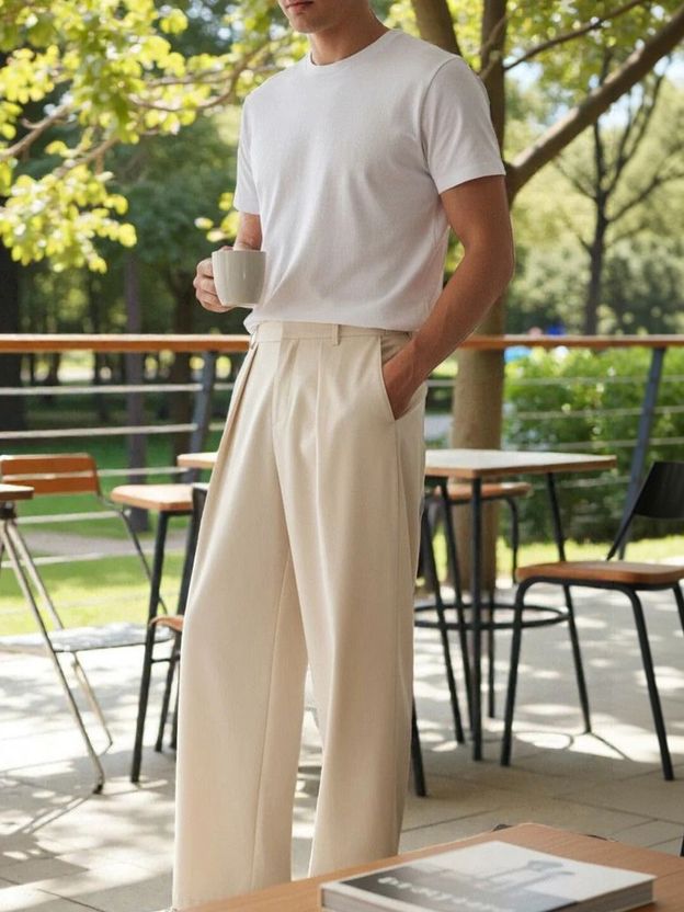 KOTTY Men Relaxed Beige Cotton Blend Trousers - Image 4