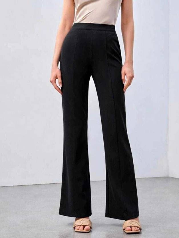 Maheshvi Women Regular Fit Black Lycra Blend Trousers