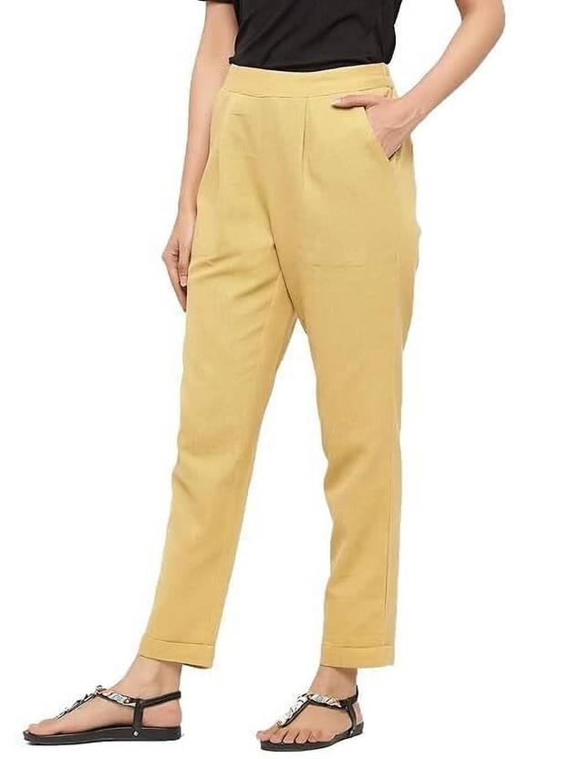 AlkaCreation Women Regular Fit Beige Pure Cotton Trousers